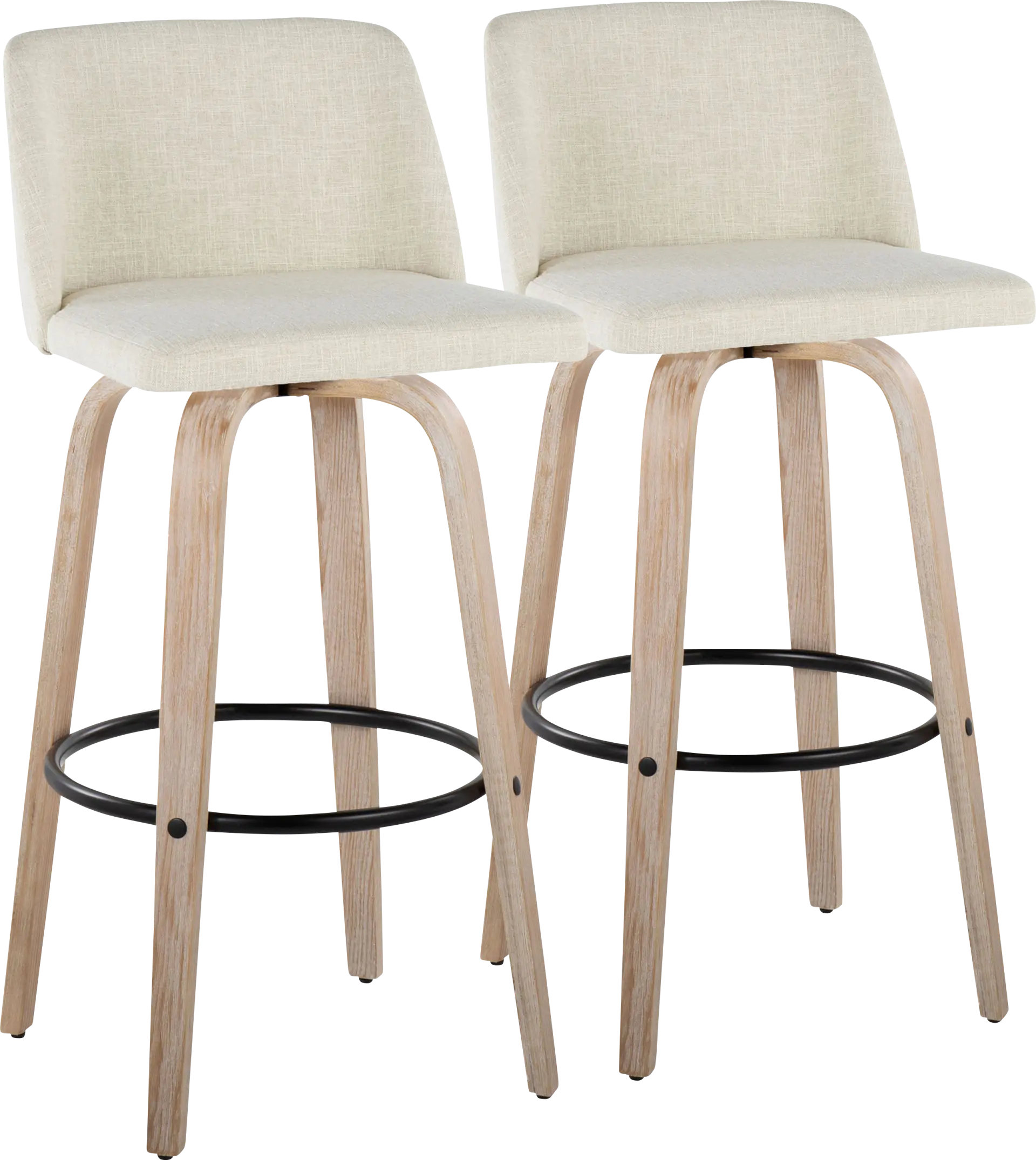 Clyo XII Cream Swivel Barstool, Set of 2