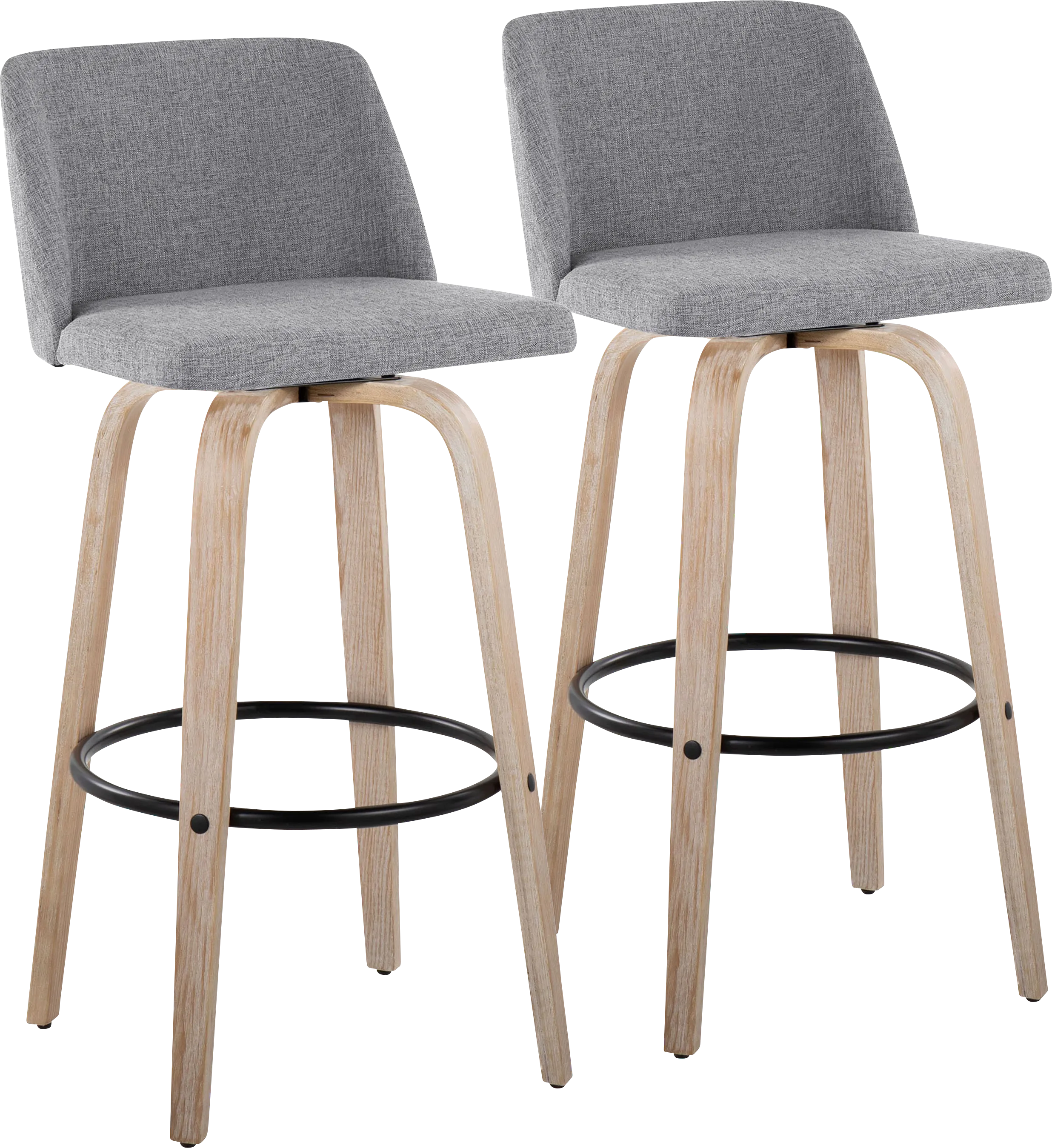 Clyo XII Gray Swivel Barstool, Set of 2 - Thumbnail - Image 1