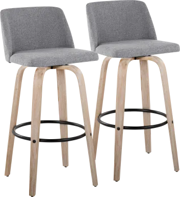 Clyo XII Gray Swivel Barstool, Set of 2