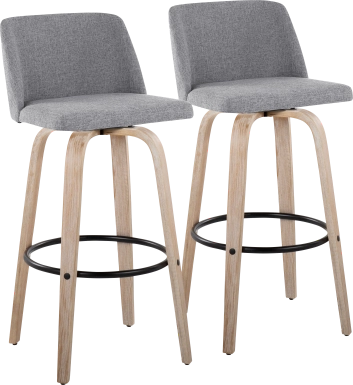 Clyo XII Gray Swivel Barstool, Set of 2
