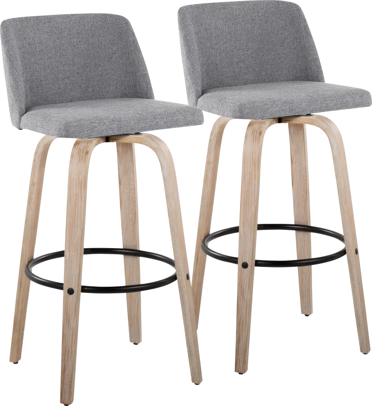 Clyo XII Gray Swivel Barstool, Set of 2