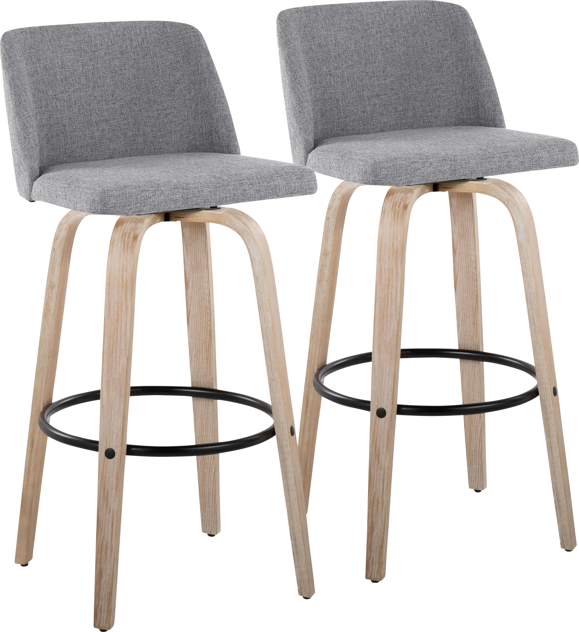Clyo XII Gray Swivel Barstool, Set of 2