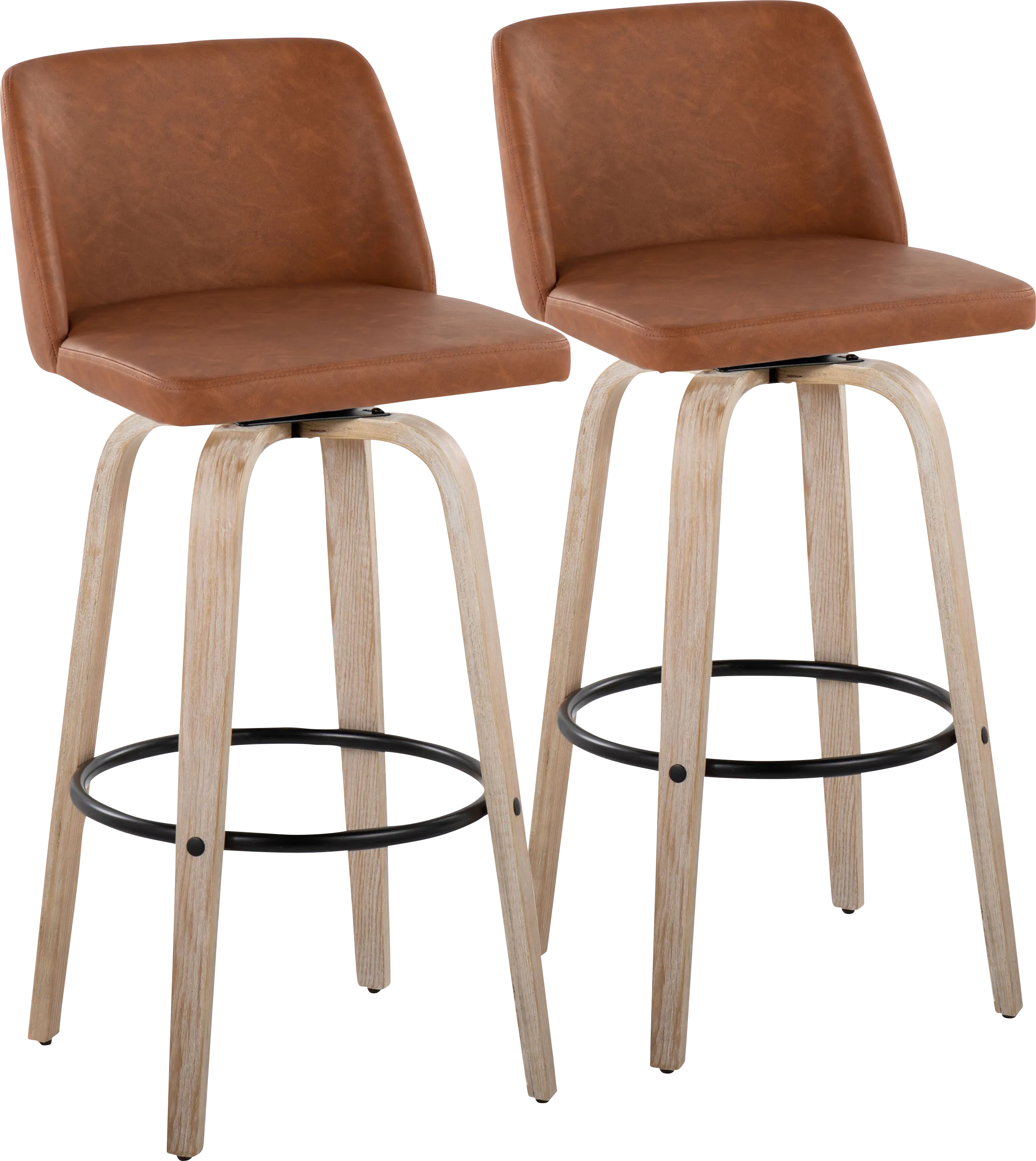 Clyo XII Camel Swivel Barstool, Set of 2 - Thumbnail - Image 1