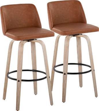 Clyo XII Camel Swivel Barstool, Set of 2