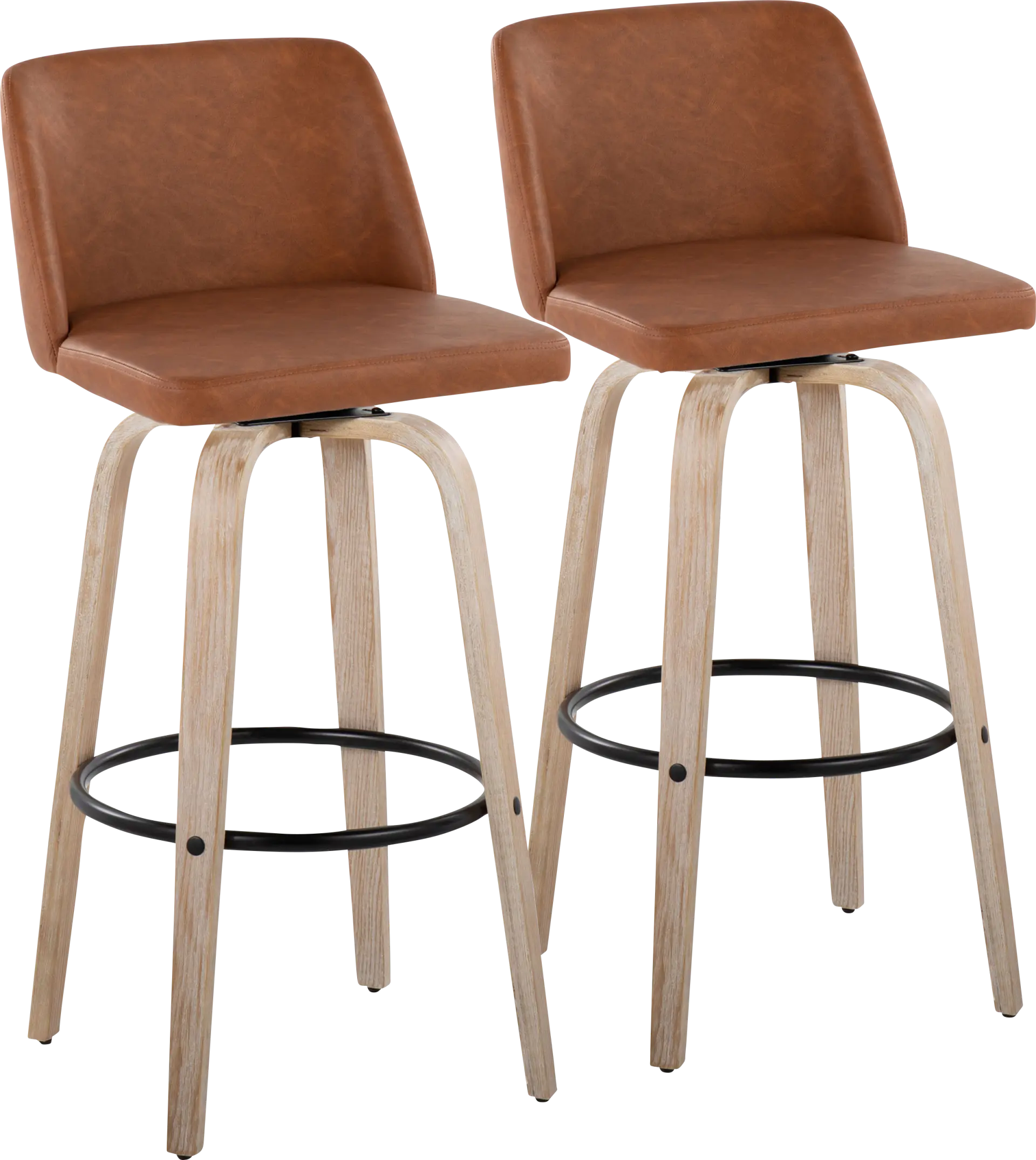 Clyo XII Camel Swivel Barstool, Set of 2