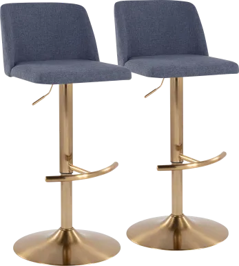 Clyo XIII Blue Adjustable Barstool, Set of 2