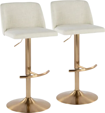Clyo XIII Cream Adjustable Barstool, Set of 2