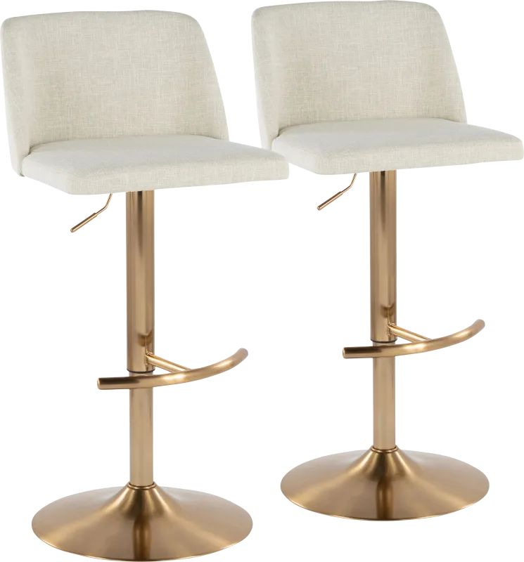 Clyo XIII Cream Adjustable Barstool, Set of 2