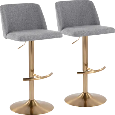 Clyo XIII Gray Adjustable Barstool, Set of 2