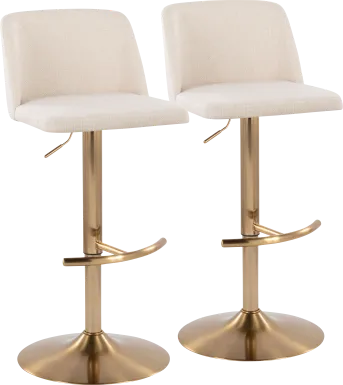 Clyo XIV Cream Adjustable Barstool, Set of 2