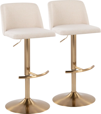 Clyo XIV Cream Adjustable Barstool, Set of 2