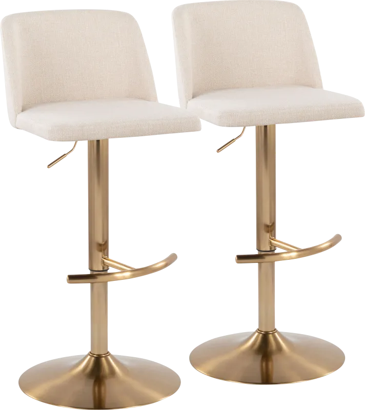 Clyo XIV Cream Adjustable Barstool, Set of 2