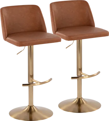Clyo XV Camel Adjustable Barstool, Set of 2