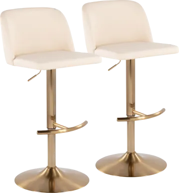 Clyo XV Cream Adjustable Barstool, Set of 2