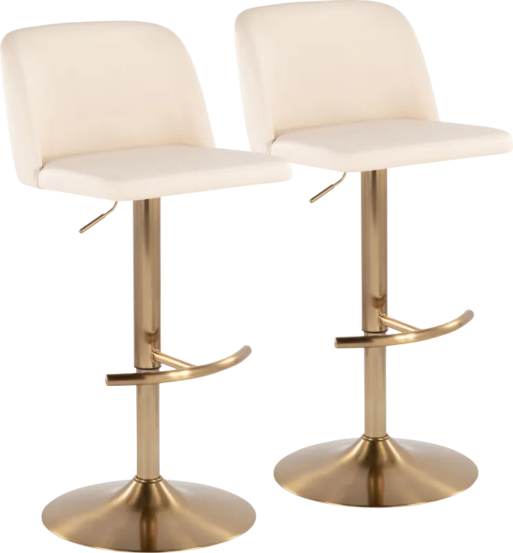 Clyo XV Cream Adjustable Barstool, Set of 2