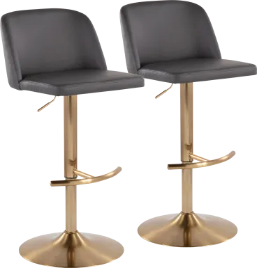 Clyo XV Gray Adjustable Barstool, Set of 2