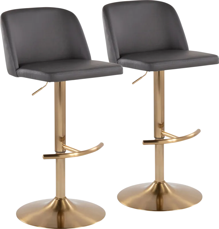 Clyo XV Gray Adjustable Barstool, Set of 2