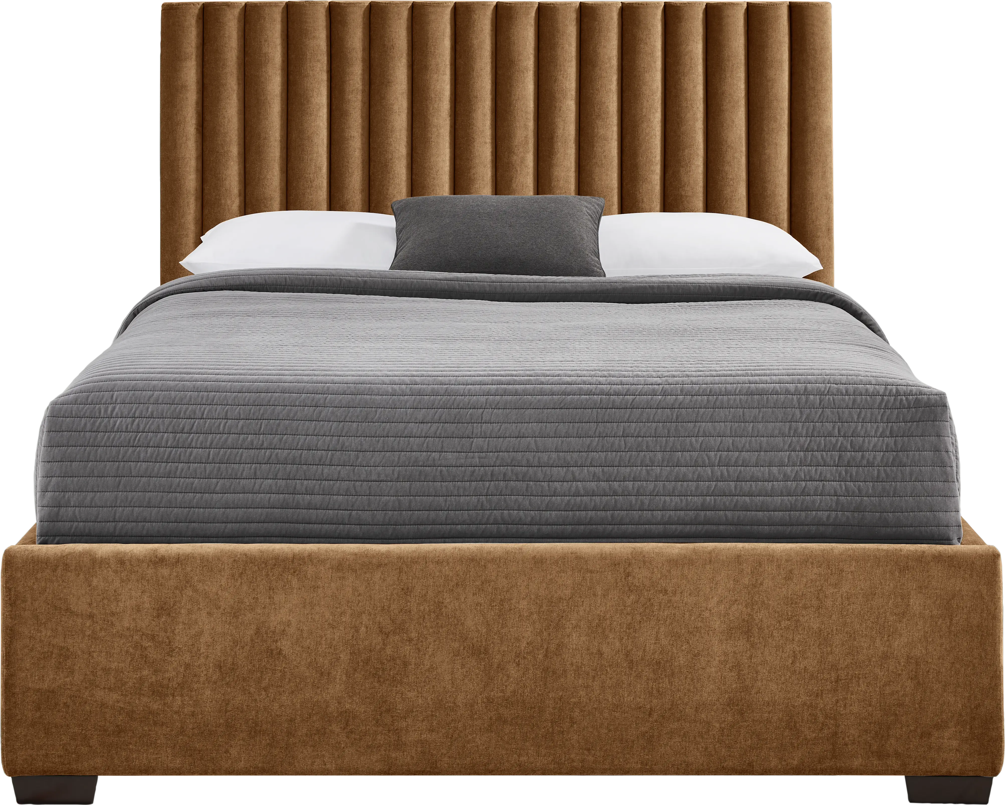 Belvedere Cognac 3 Pc Queen Upholstered Bed - Thumbnail - Image 1