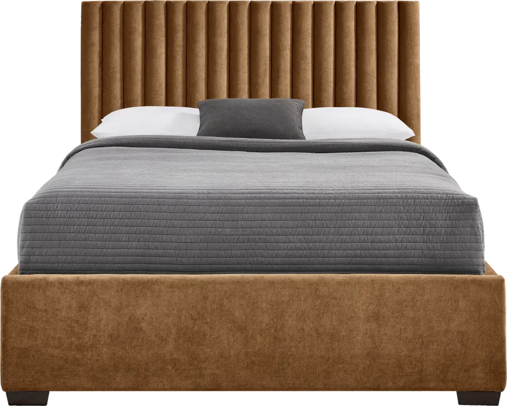 Belvedere Cognac 3 Pc King Upholstered Bed