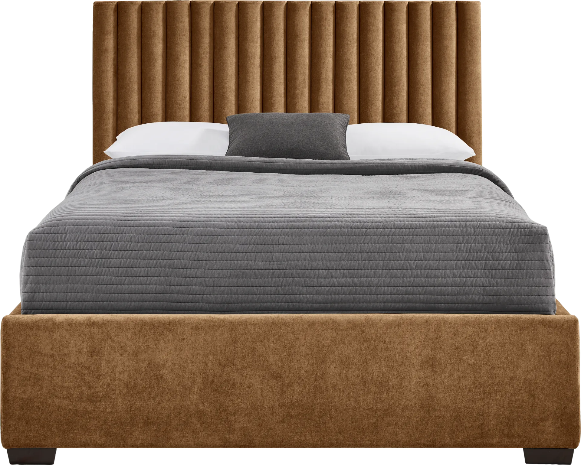 Belvedere Cognac 3 Pc Queen Upholstered Bed - Image 1