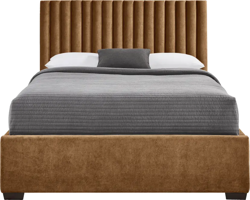 Belvedere Cognac 3 Pc King Upholstered Bed