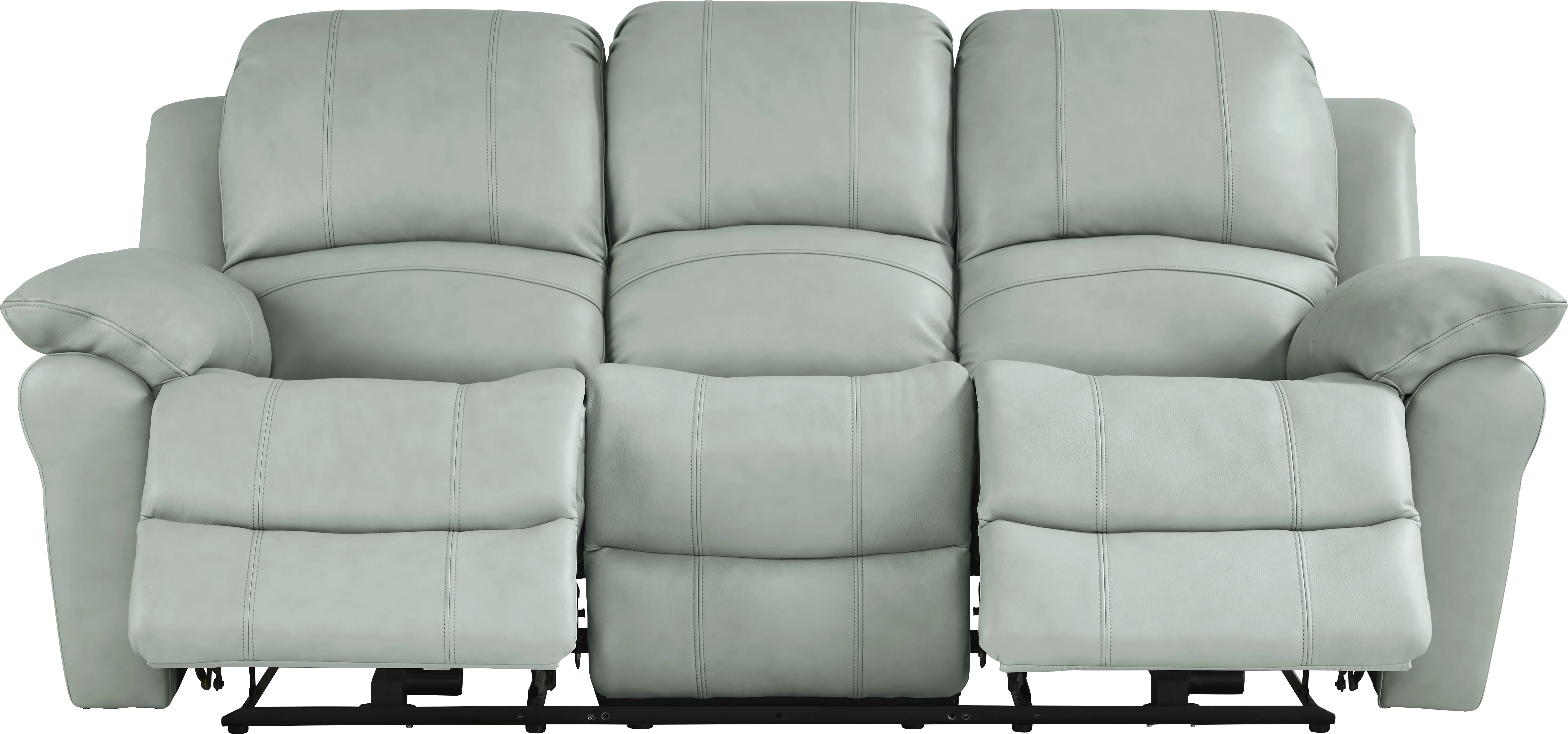 Vercelli Way Aqua Leather Power Reclining Sofa - Thumbnail - Image 1