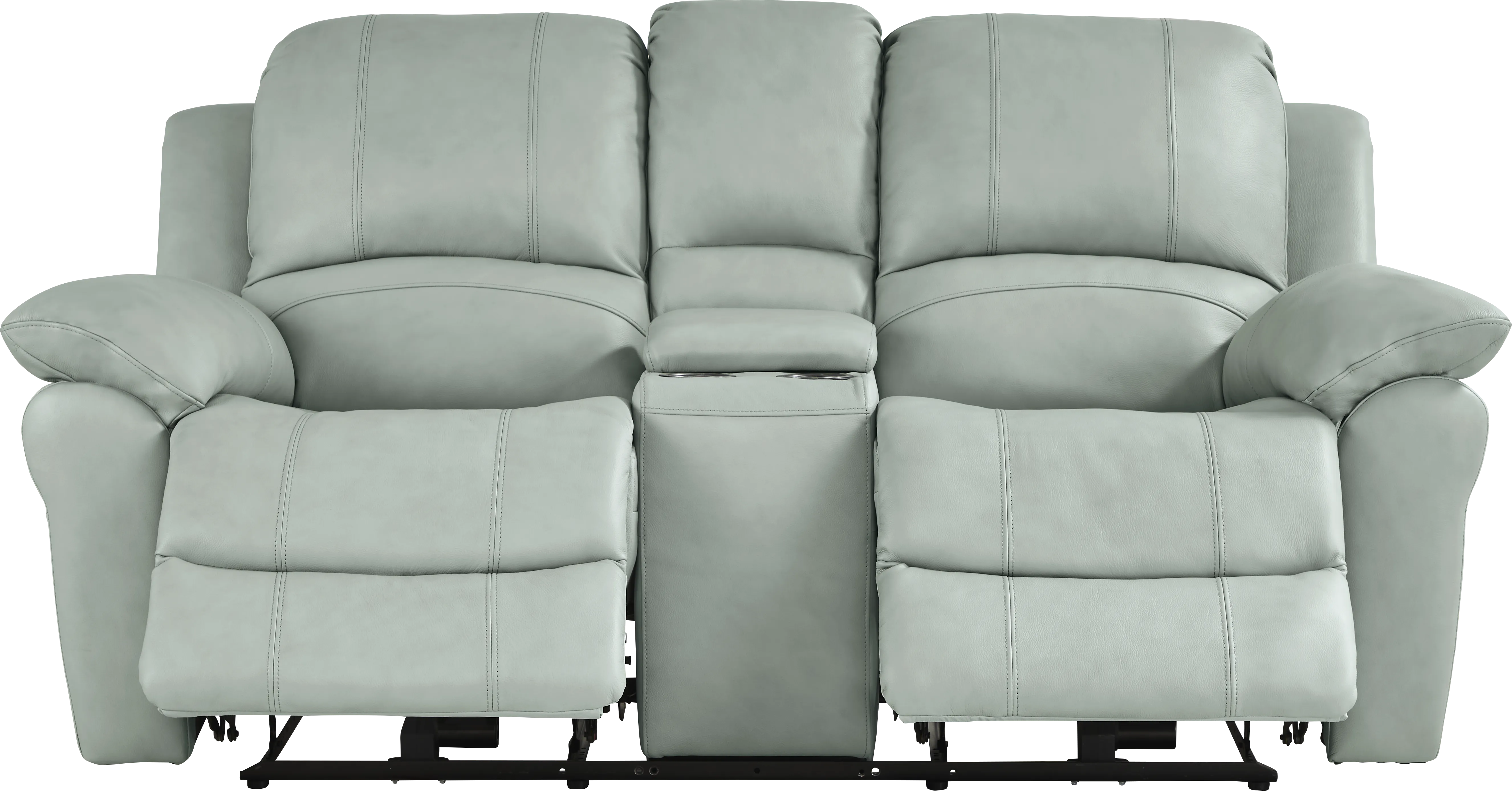 Vercelli Way Aqua Leather Power Reclining Console Loveseat - Thumbnail - Image 1