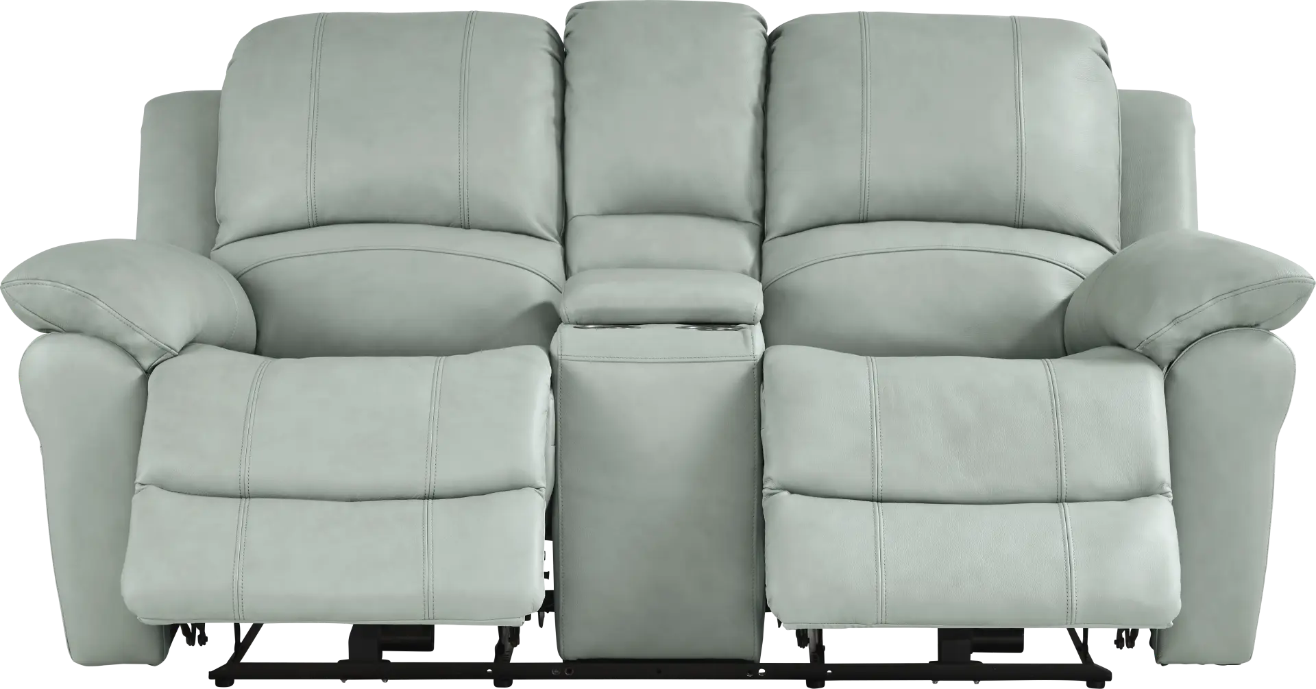 Vercelli Way Aqua Leather Power Reclining Console Loveseat