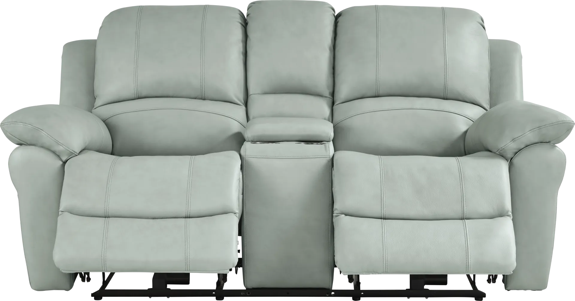 Vercelli Way Aqua Leather Power Reclining Console Loveseat - Image 1