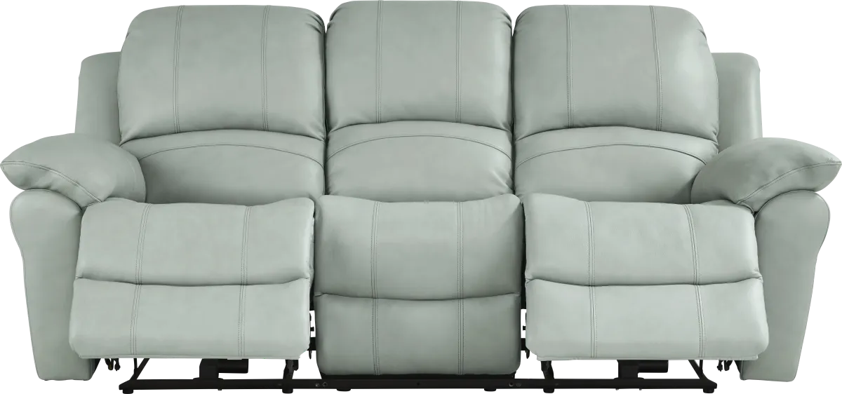 Vercelli Way 2 Pc Aqua Blue Leather Non-Power Reclining Living Room Set ...