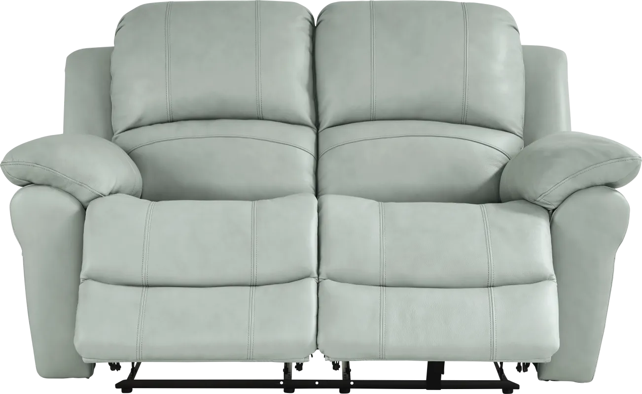 Vercelli Way Aqua Leather Reclining Loveseat