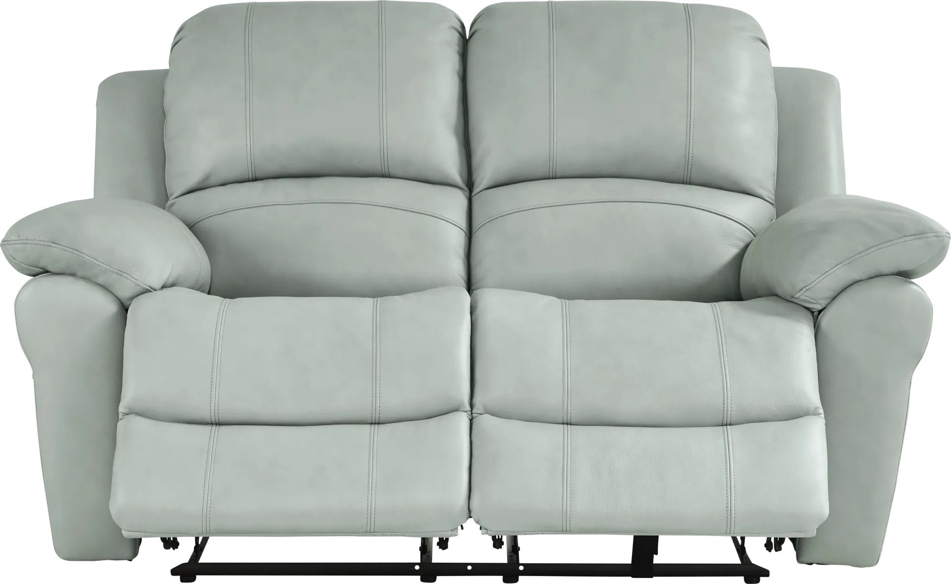 Vercelli Way Aqua Leather Reclining Loveseat - Image 2
