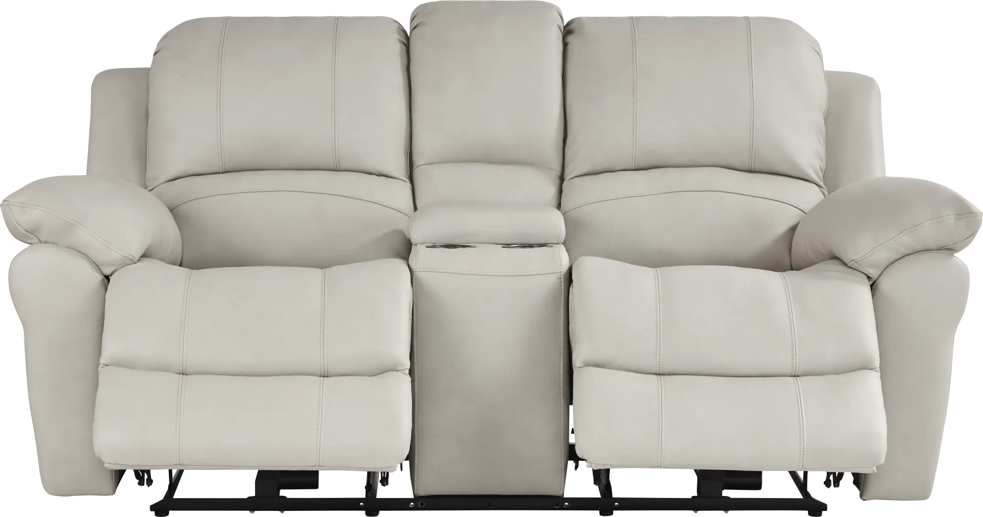 Vercelli Way Stone Leather Power Reclining Console Loveseat