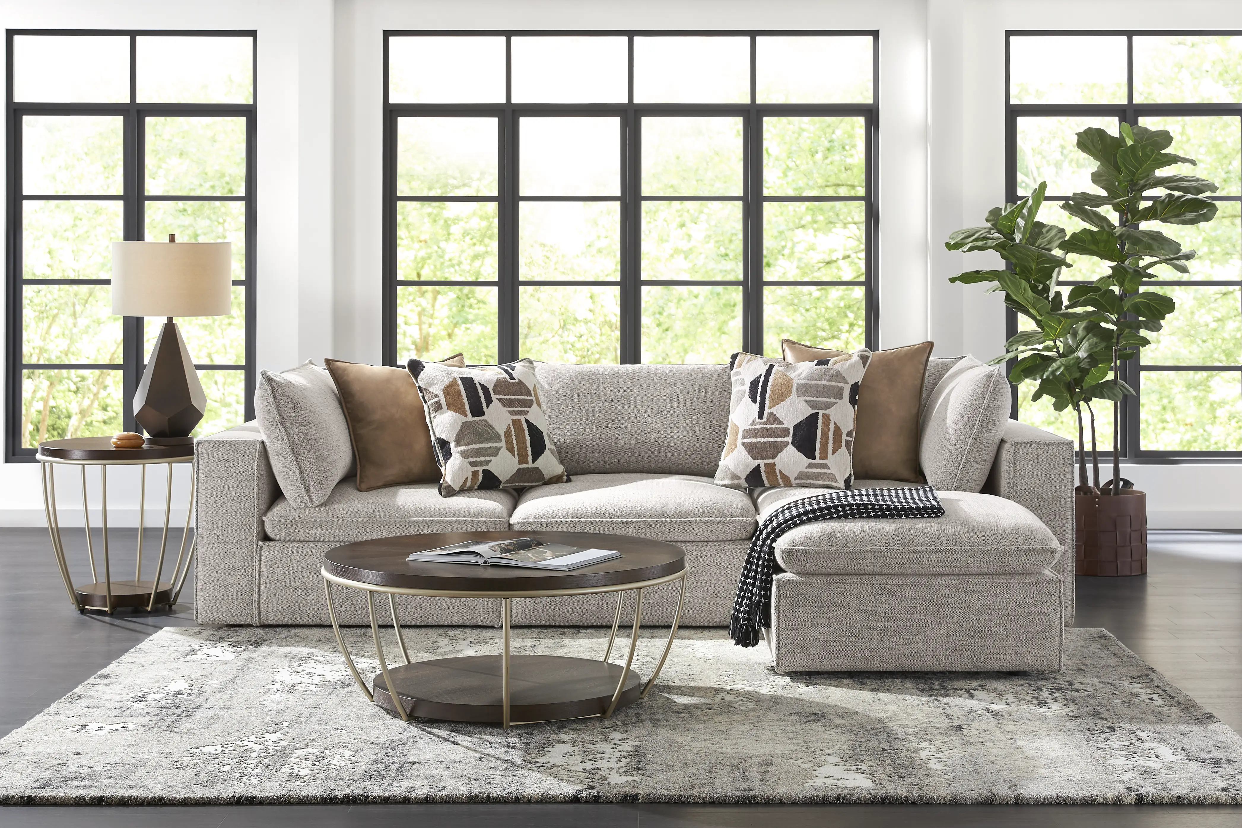 Langford Park Beige Chenille,Plush,Woven Fabric,Plush 4 Pc