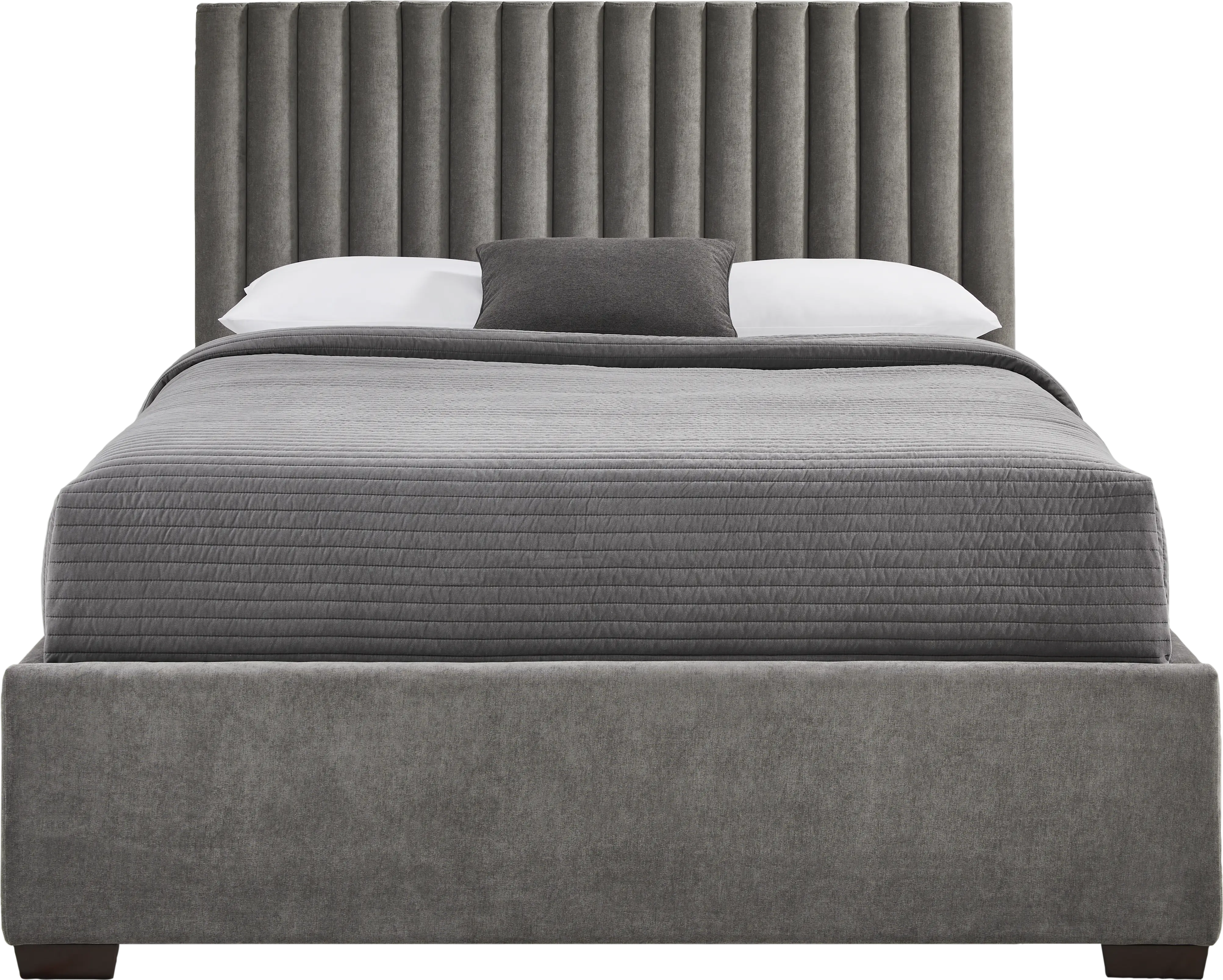 Belvedere Smoke 3 Pc Queen Upholstered Bed - Thumbnail - Image 1