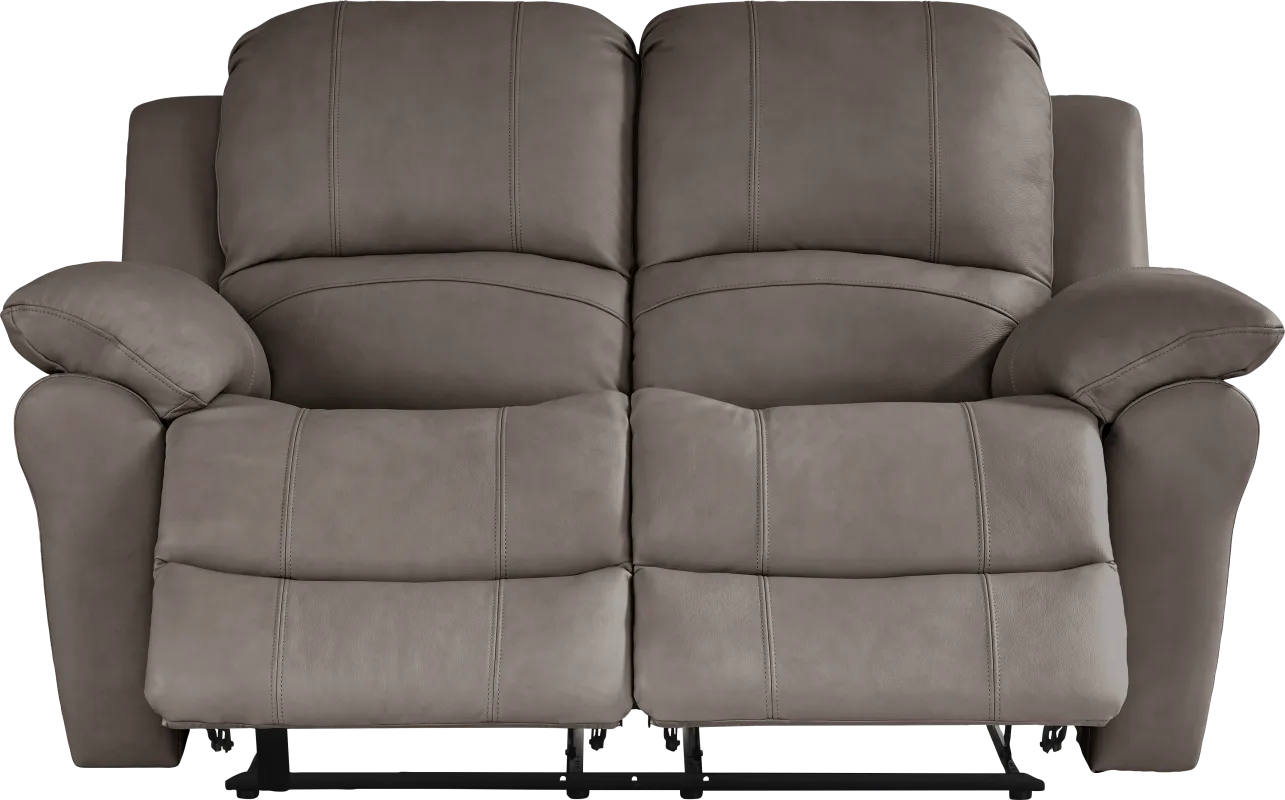 Vercelli Way Gray Leather Reclining Loveseat