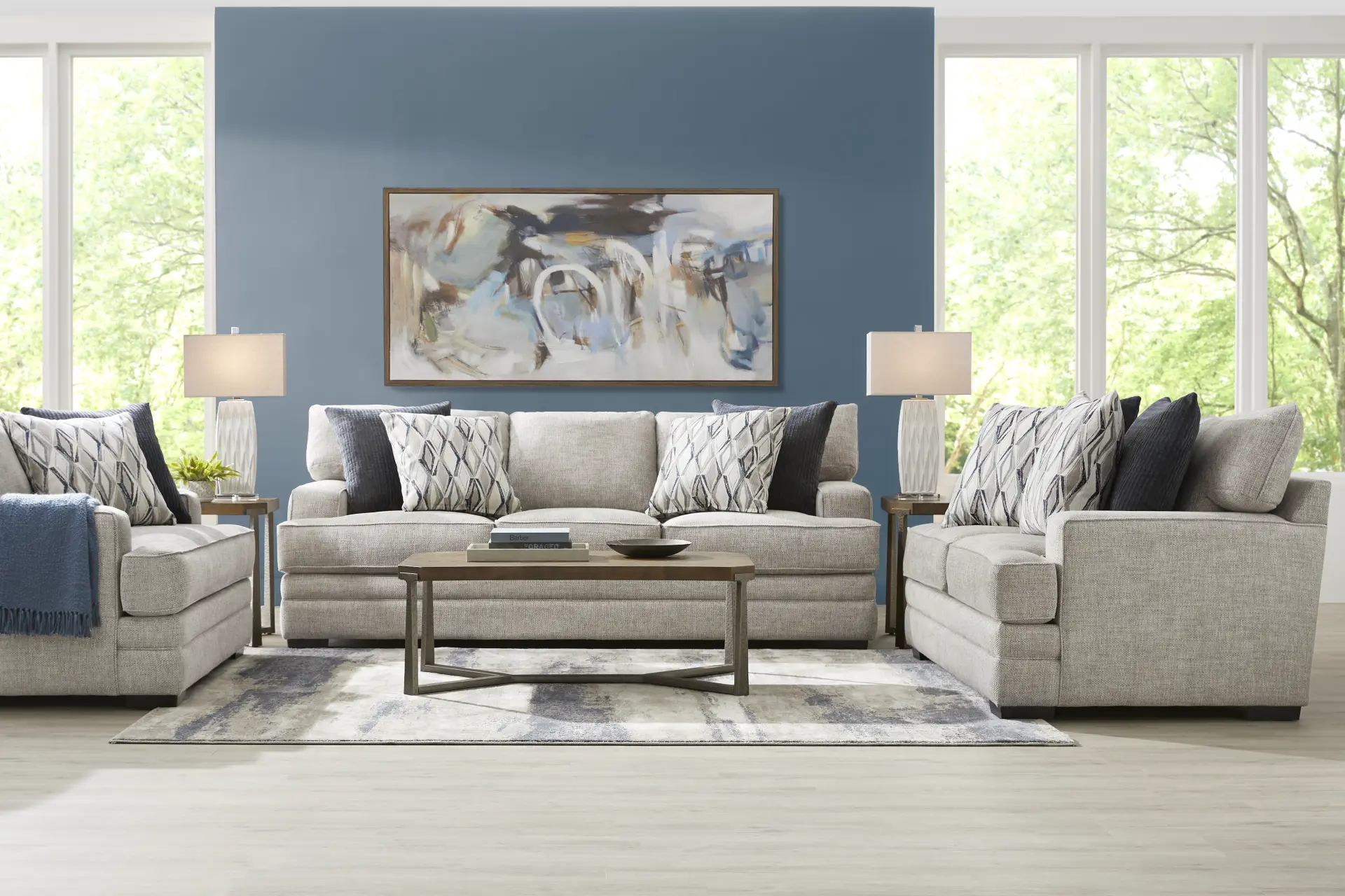 Morgan Falls Gray 7 Pc Living Room