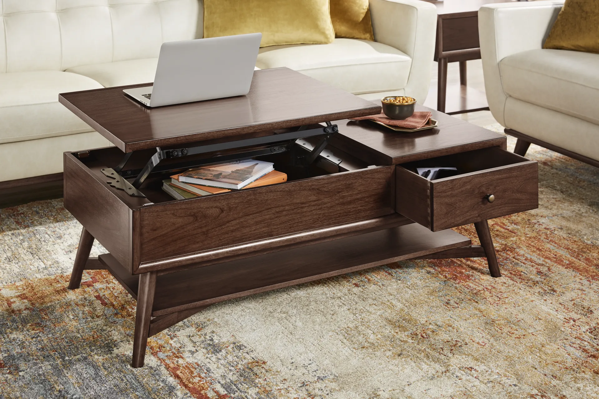 Greyson Brown Cherry Finish Lift Top Cocktail Table - Image 4