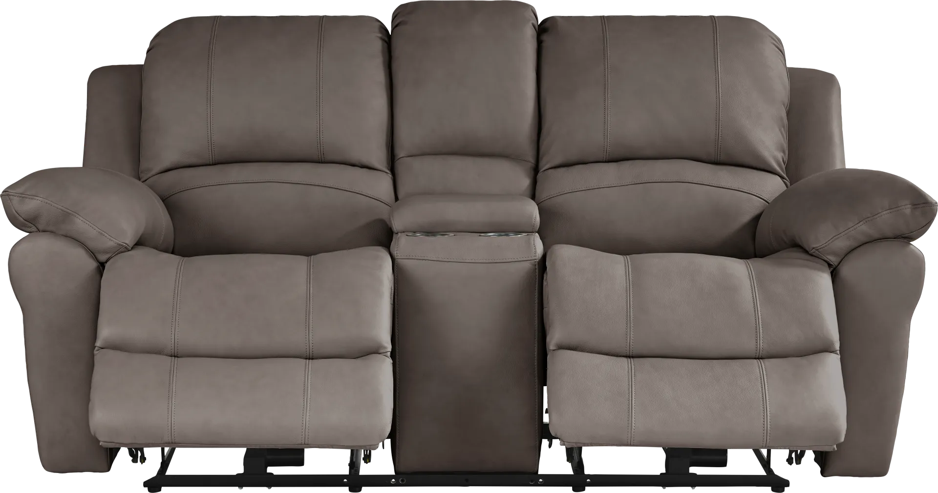 Vercelli Way Gray Leather Power Reclining Console Loveseat - Image 1