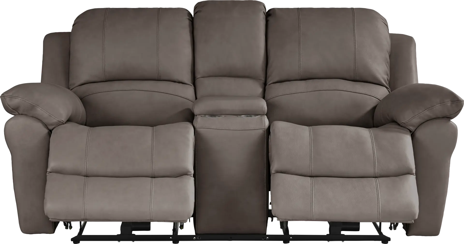 Vercelli Way Gray Leather Power Reclining Console Loveseat