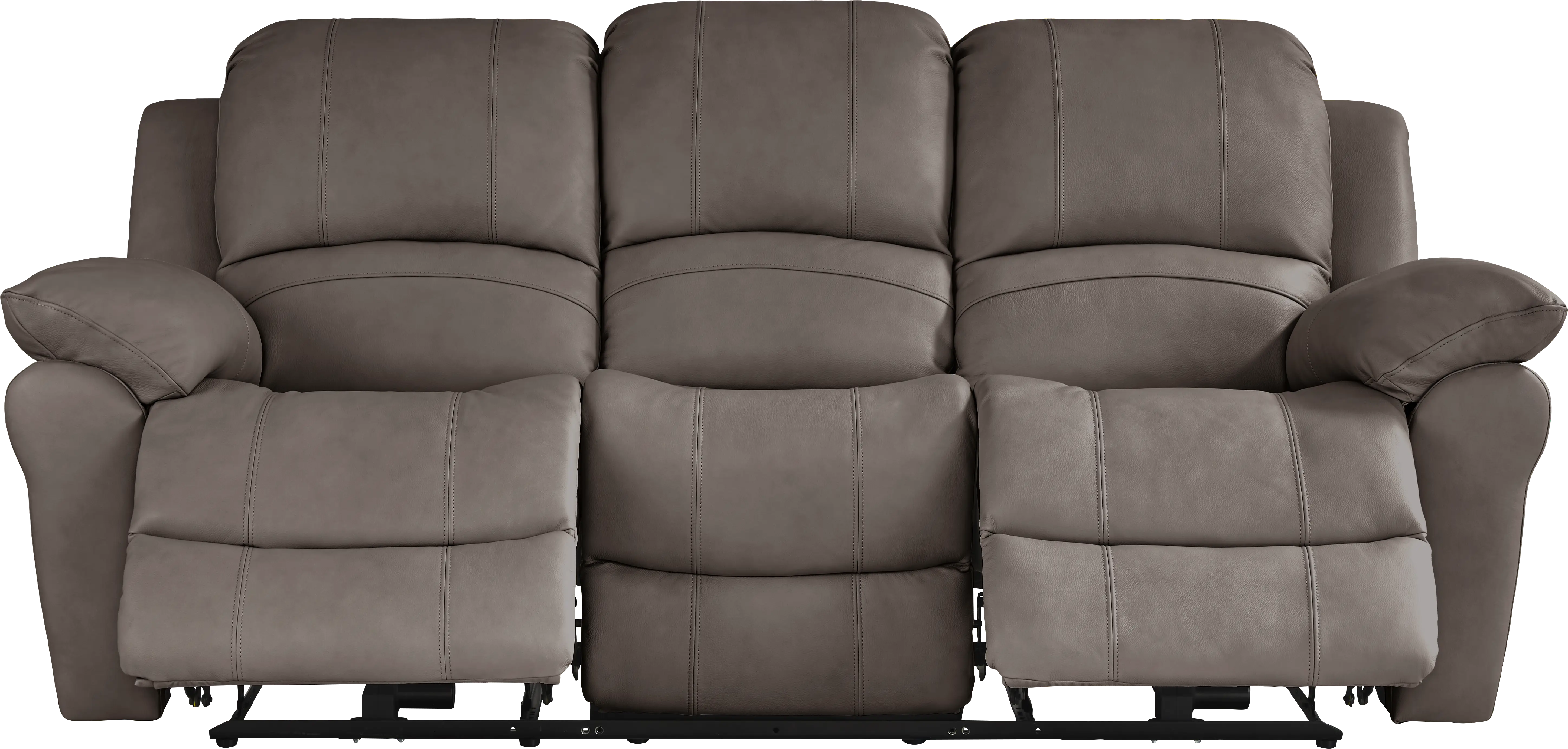 Vercelli Way Gray Leather Reclining Sofa - Thumbnail - Image 1