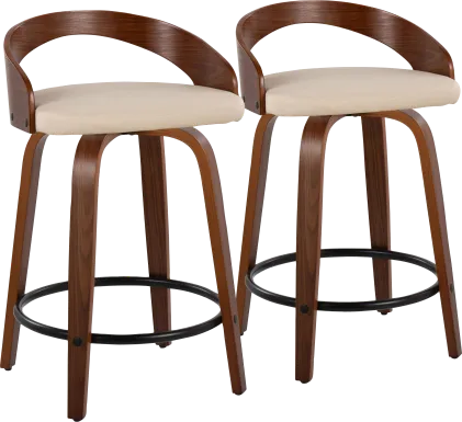 Zykan IV Cream Counter Height Stool, Set of 2
