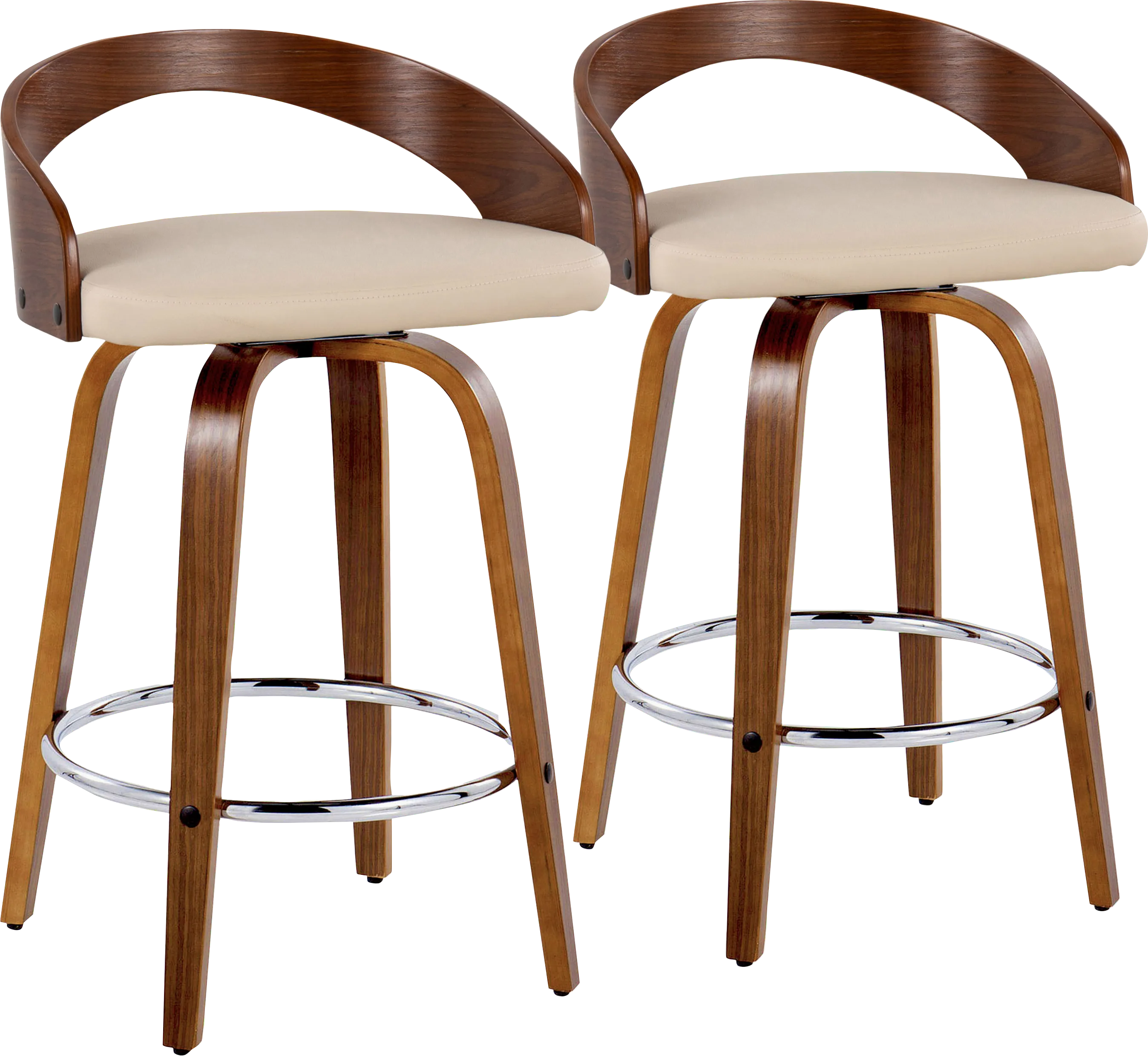 Zykan V Cream Swivel Counter Height Stool, Set of 2 - Thumbnail - Image 1