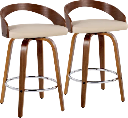 Zykan V Cream Swivel Counter Height Stool, Set of 2