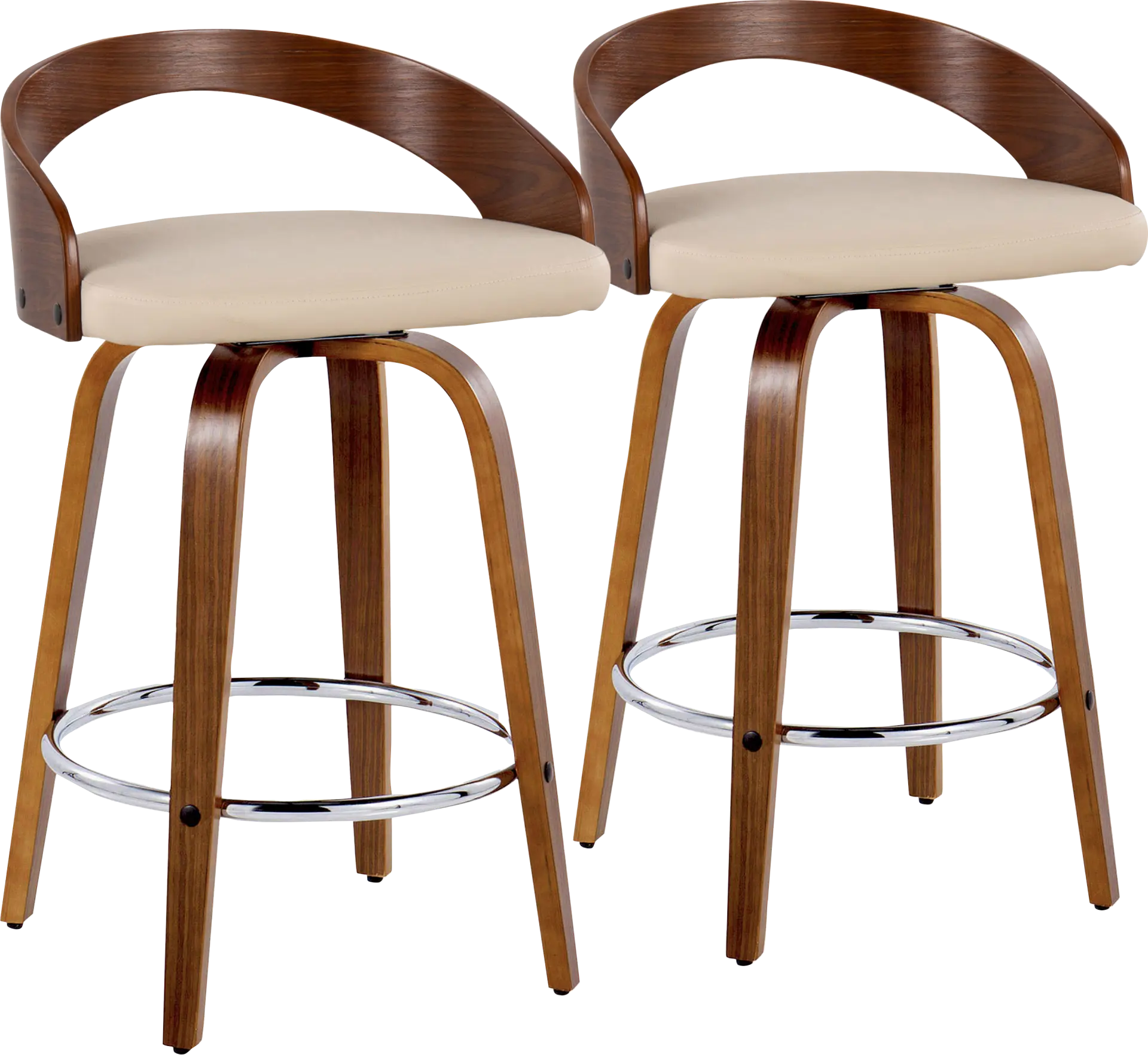 Zykan V Cream Swivel Counter Height Stool, Set of 2