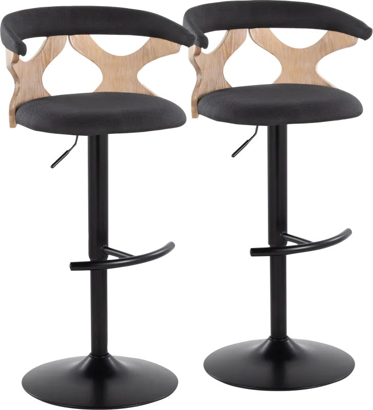 Wyndmoor VI Charcoal Adjustable Barstool, Set of 2