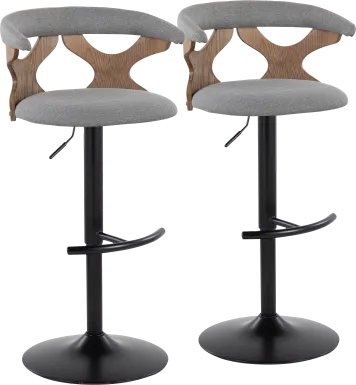 Wyndmoor VI Gray Adjustable Barstool, Set of 2