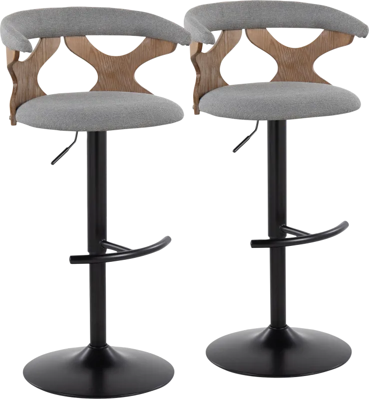 Wyndmoor VI Gray Adjustable Barstool, Set of 2