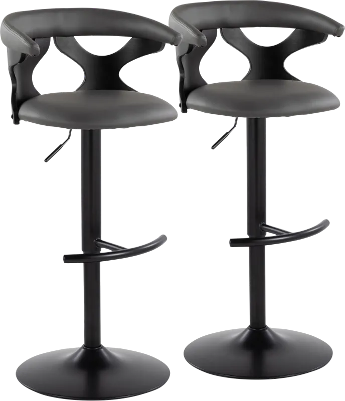 Wyndmoor VII Black Adjustable Barstool, Set of 2