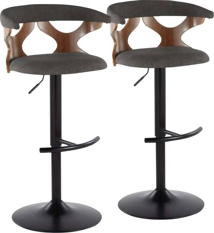 Wyndmoor VIII Charcoal Adjustable Barstool, Set of 2